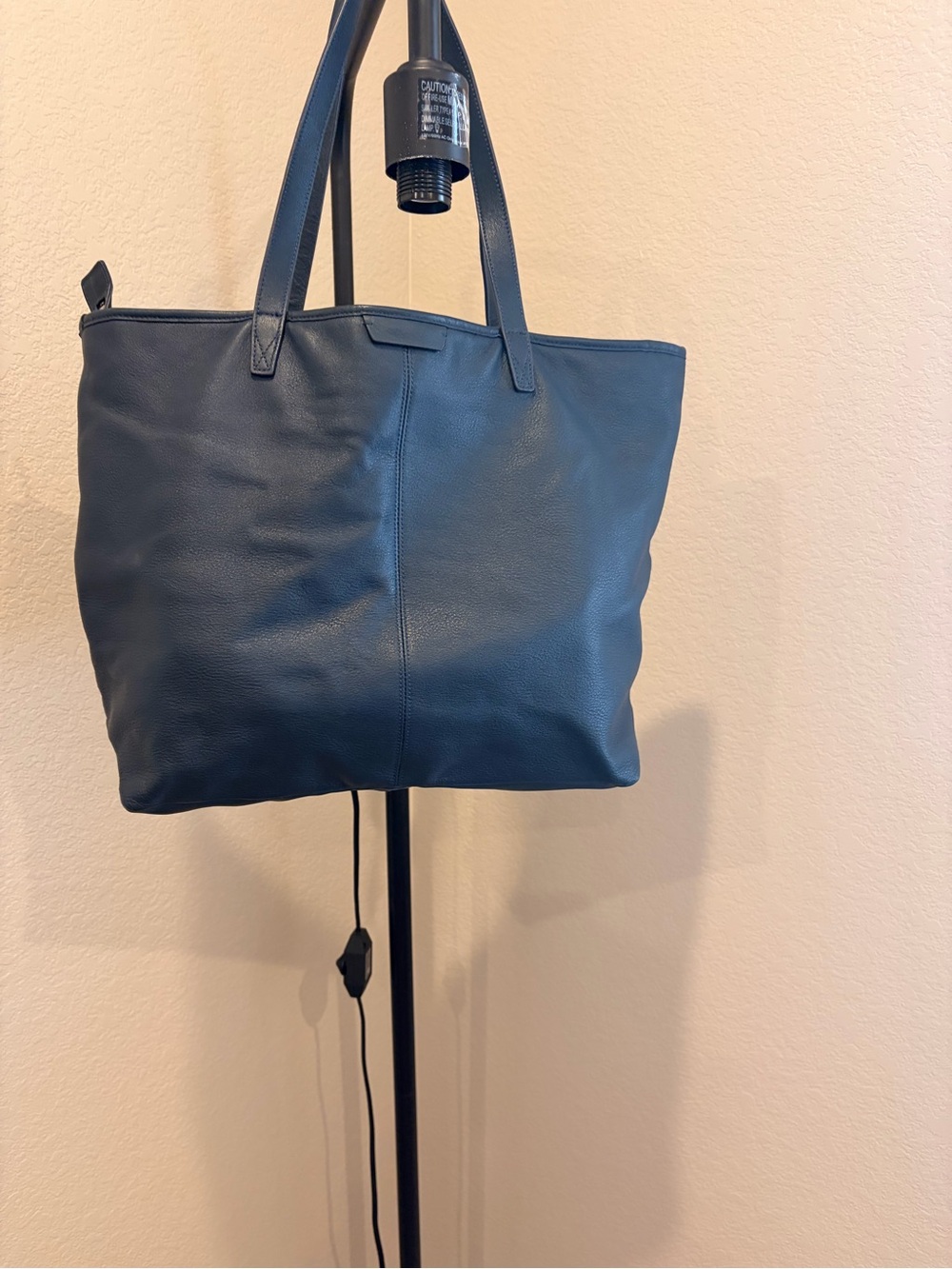 Everyday Navy Leather Tote Bag